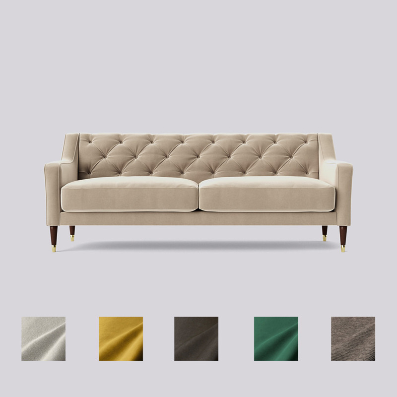 Swoon Pritchard ThreeSeater Sofa Beige Easy Velvet by Swoon