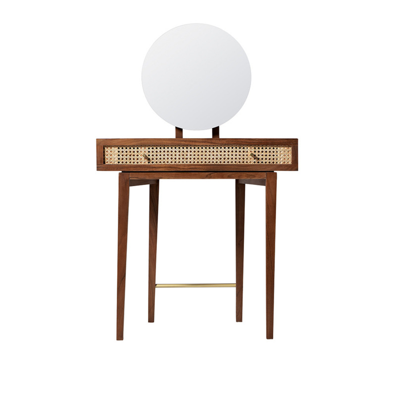 Swoon Raphia MidCentury Modern Dressing Table Brown Brass by