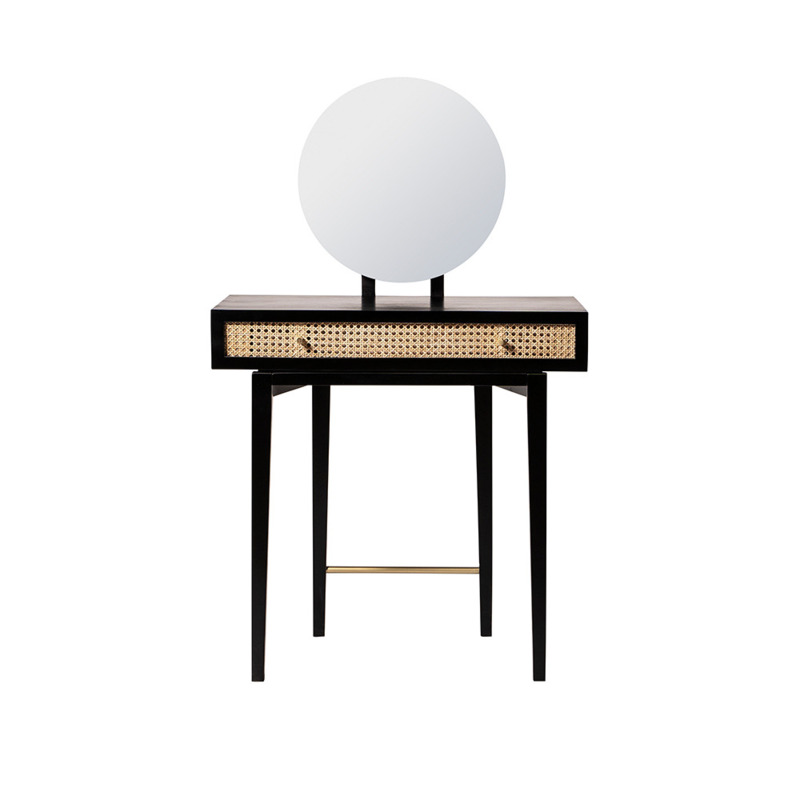 Swoon Raphia MidCentury Modern Dressing Table Black Mango Wood