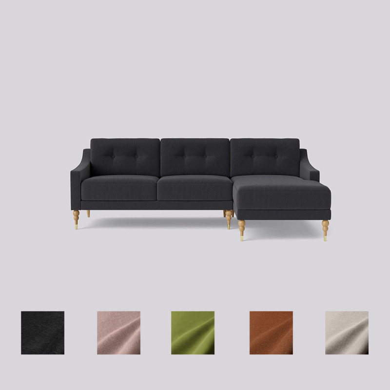 Swoon Reyna RightHand Corner Sofa Dark Blue by Swoon