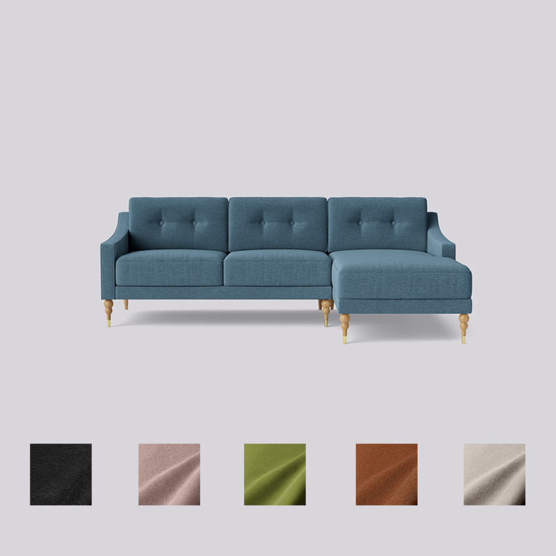 Swoon Reyna RightHand Corner Sofa Blue House Weave by Swoon