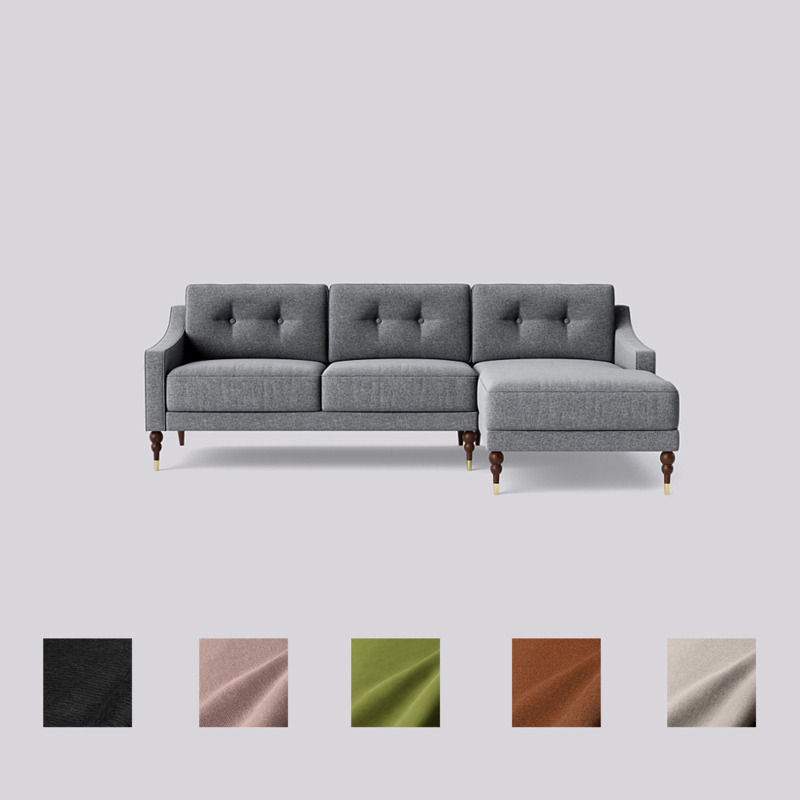 Swoon Reyna RightHand Corner Sofa Grey Soft Wool by Swoon