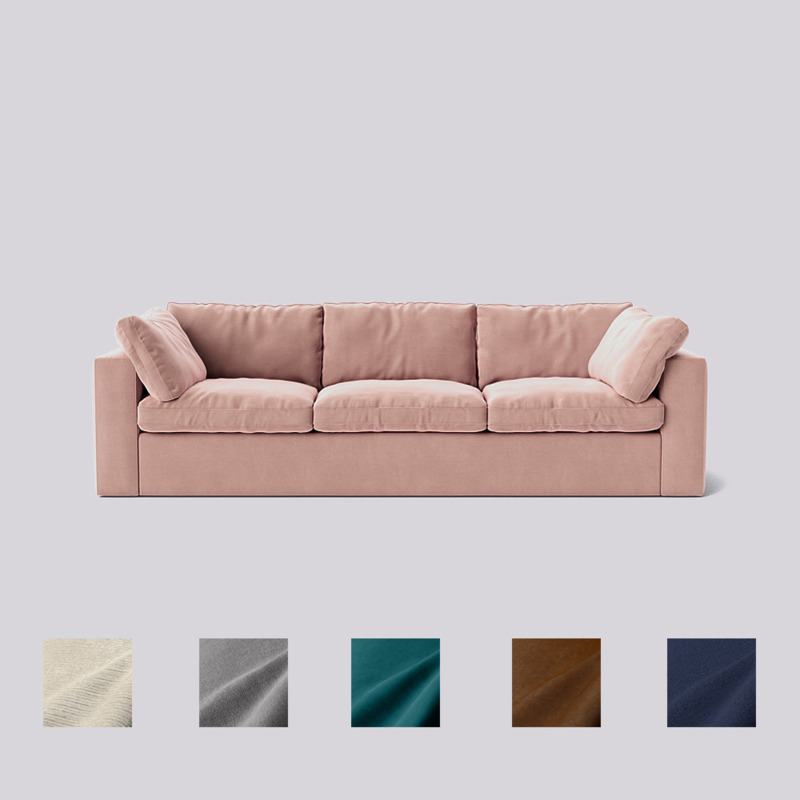 Swoon Seattle ThreeSeater Sofa Pink Easy Velvet by Swoon