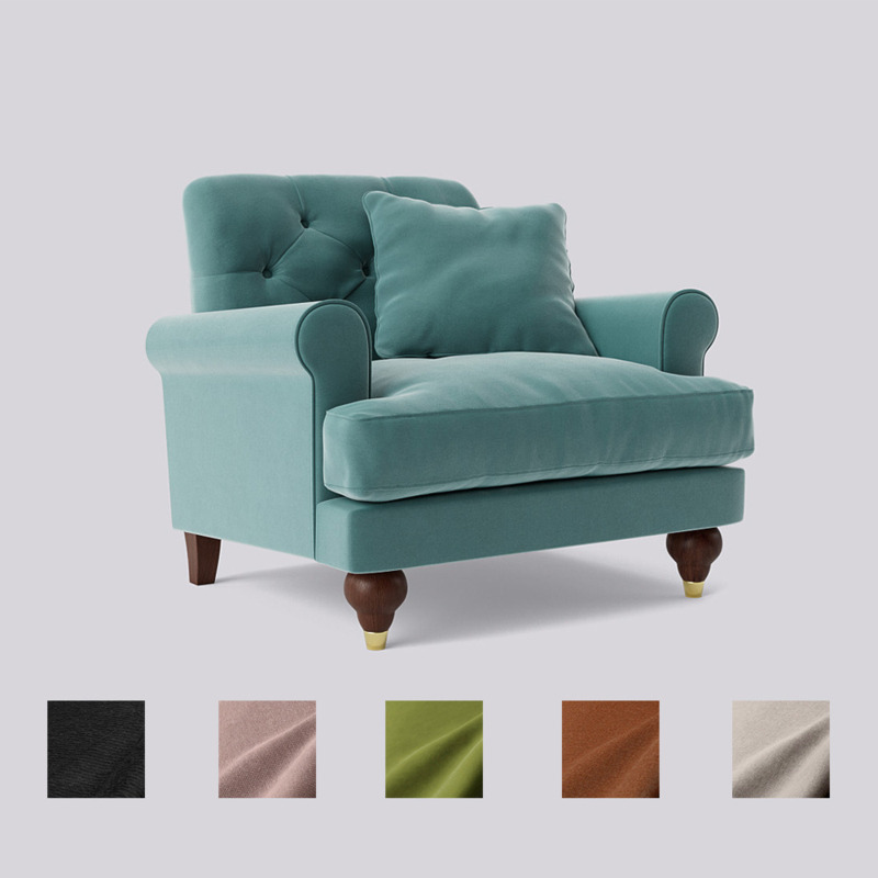 Swoon Sidbury Armchair Blue Easy Velvet by Swoon