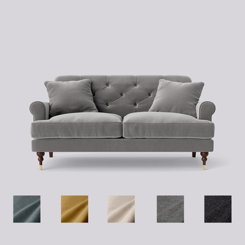 Swoon Sidbury TwoSeater Sofa Grey Crushed Velvet by Swoon