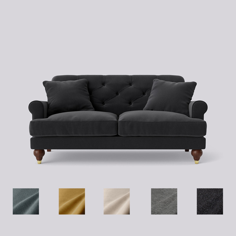 Swoon Sidbury TwoSeater Sofa Dark Grey Crushed Velvet by Swoon