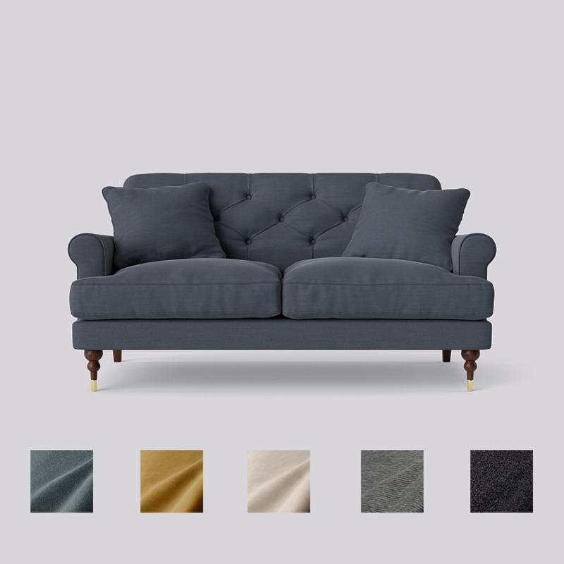 Swoon Sidbury TwoSeater Sofa Blue Linen by Swoon