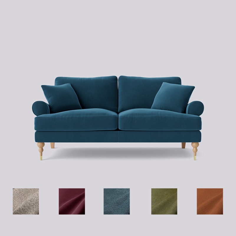 Swoon Sutton TwoSeater Sofa Blue Easy Velvet by Swoon