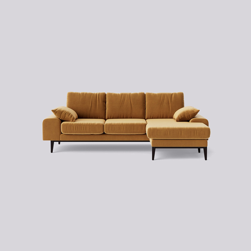 Swoon Tulum RightHand Corner Sofa Brown Easy Velvet by Swoon