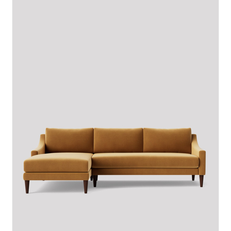 Swoon Turin LeftHand Corner Sofa Brown Easy Velvet by Swoon