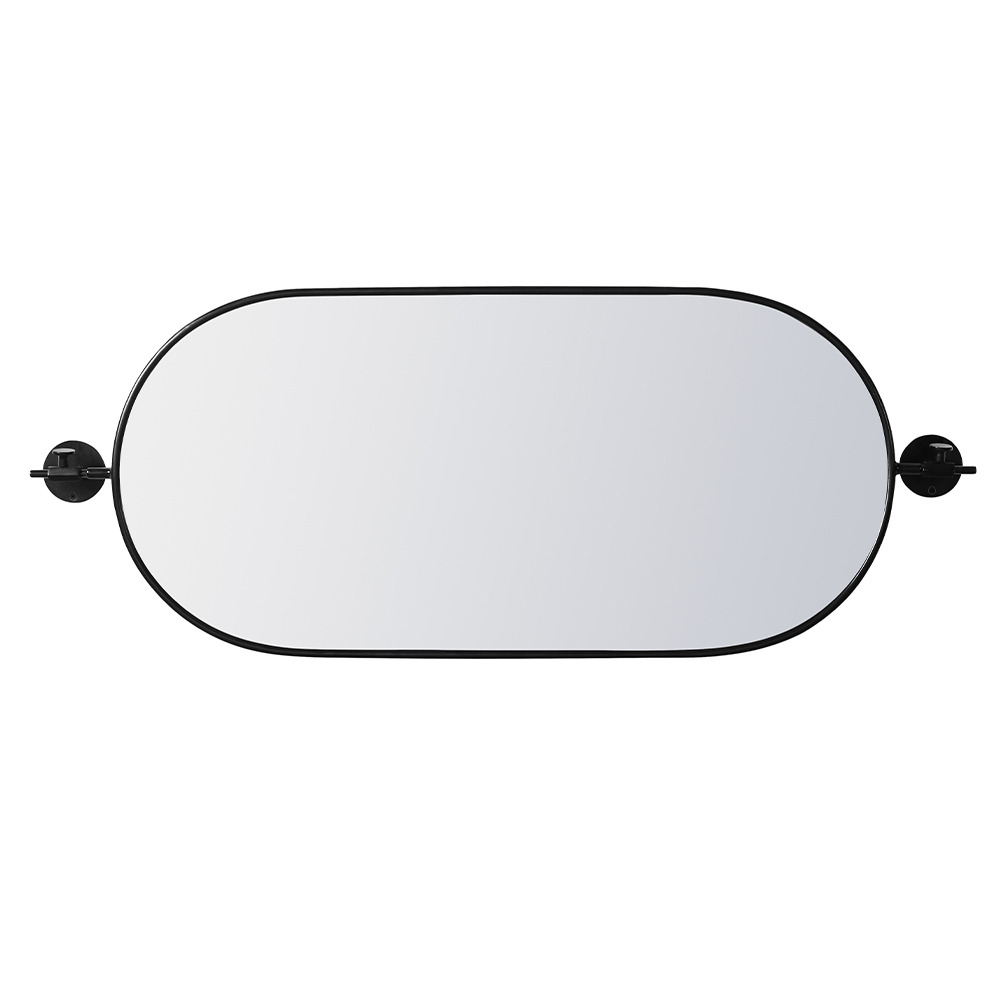 Swoon - Verso - Deco Style Oval Mirror - Black - Steel