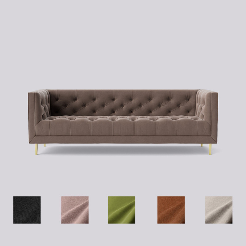 Swoon Vincent ThreeSeater Sofa Brown Easy Velvet by Swoon