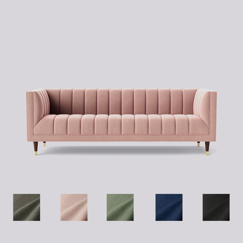 Swoon Willem ThreeSeater Sofa Pink Easy Velvet by Swoon