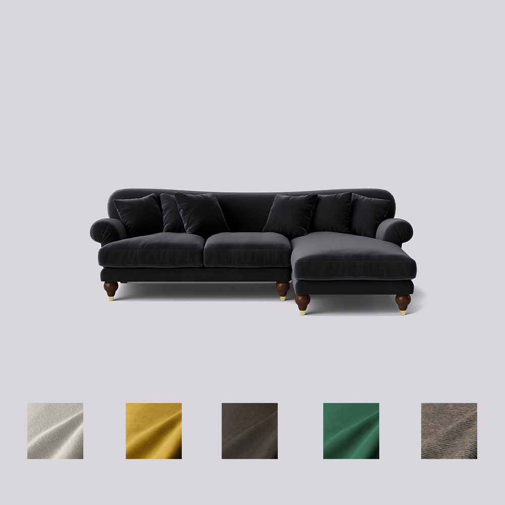 Swoon Willows RightHand Corner Sofa Green Easy Velvet by Swoon