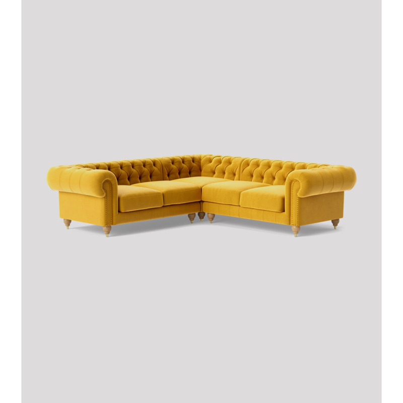 Swoon Winston FiveSeater Corner Sofa Yellow Easy Velvet by