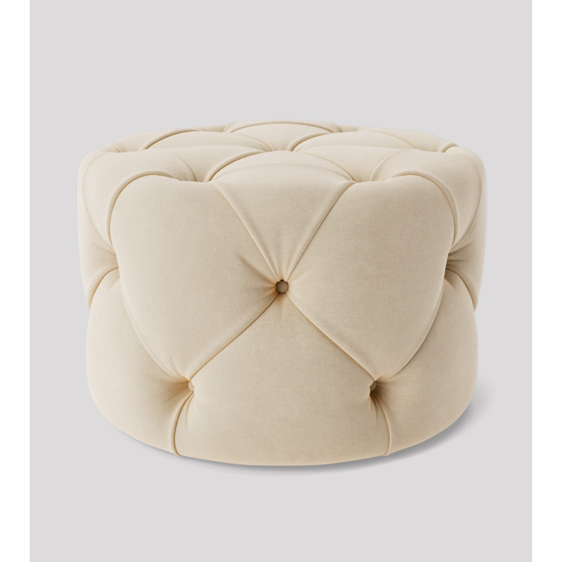 Swoon Winston Round Ottoman Yellow Easy Velvet by Swoon