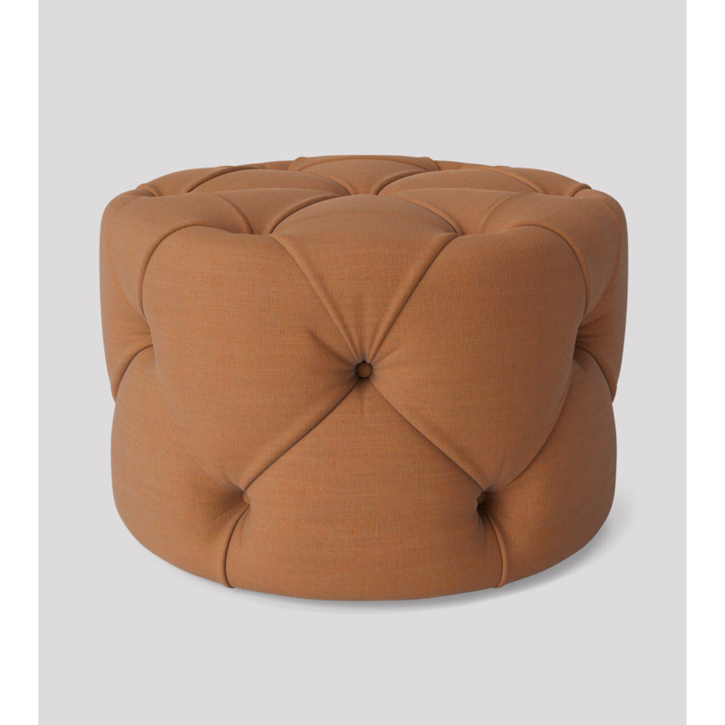Swoon Winston Round Ottoman Orange Linen by Swoon