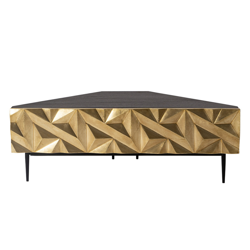 Swoon Worthington Art Deco Corner TV Stand Patterned Mango Wood