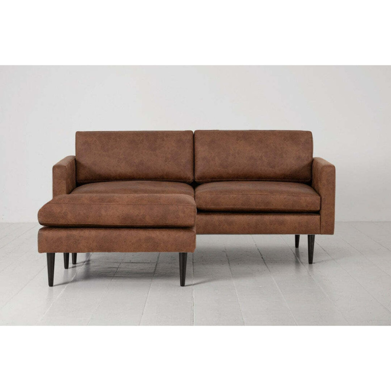 Faux Leather 2 Seater Left Chaise Sofa - Chestnut - Model 01 - Quick ...