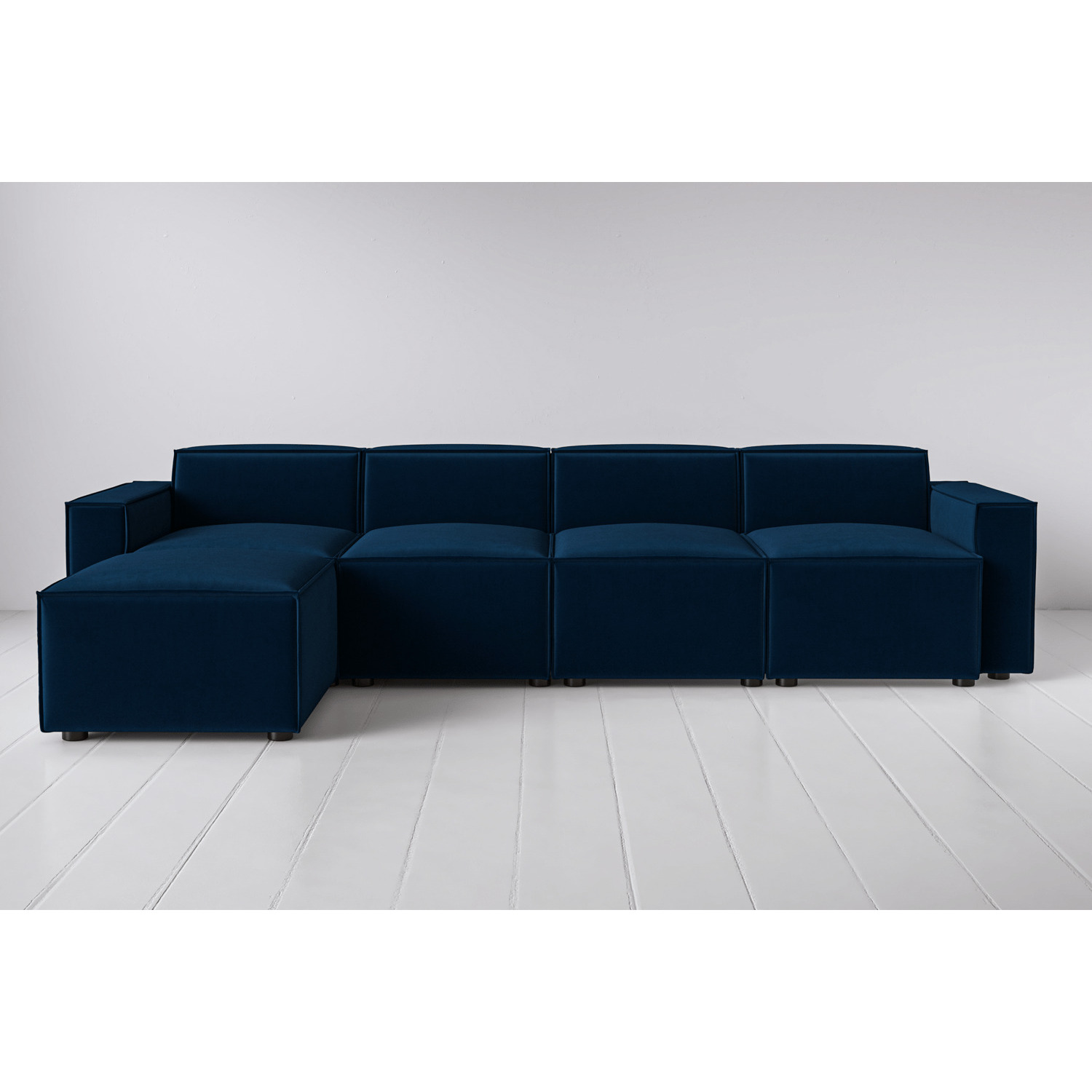 Modular One Indigo Eco Velvet 4 Seater Left Chaise Modular Sofa - Indigo - Model 03 ...