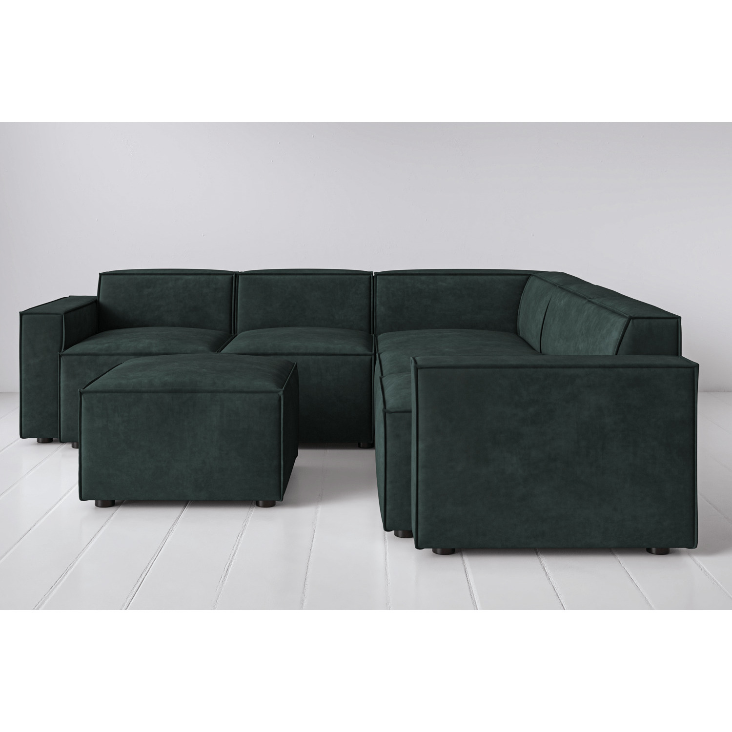 Faux Suede Corner Sofa with Ottoman Sapphire Model 03 Quick