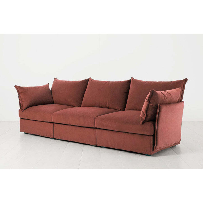 Velvet 3 Seater Modular Sofa Brick Model 06 24hr Delivery by