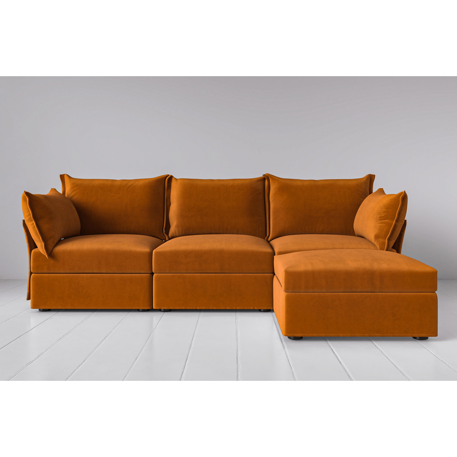 Eco Velvet 3 Seater Right Chaise sofa - Bronze - Model 06 - Quick ...