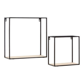 Teddy's Collection Birch Cuboid Wall Mounted Square Shelf Set