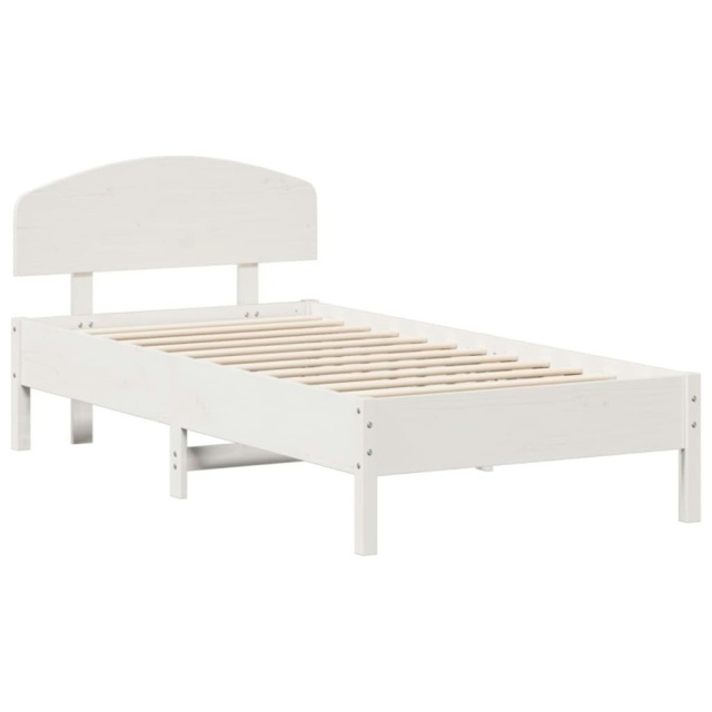 Bed Frame With Headboard White 90X190 Cm Sinlge Solid Wood Pine by ...