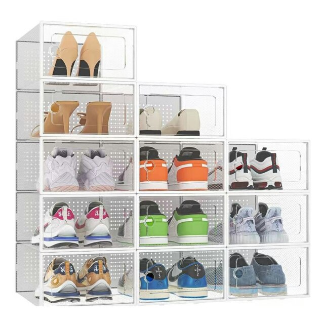 Living and Home 12x Stackable Shoe Storage Box Organiser - White by ...