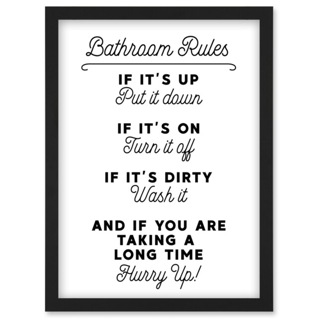 Bathroom Decor Funny Toilet Sign A4 Black Framed Wall Art Print by ...