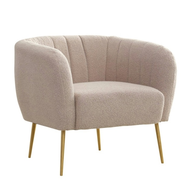 Ronan Boucle Fabric Accent Chair - Light Brown by Tesco - Marketplace | ufurnish.com