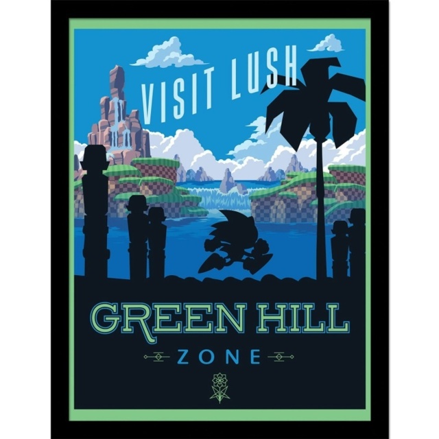 Sonic The Hedgehog (Visit The Lush Green Hill Zone ) Framed 30X40Cm ...