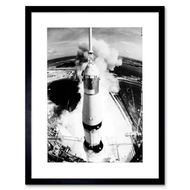 "NASA Space Rocket Launch Saturn V Apollo 11 View 12x16"" Framed Wall ...