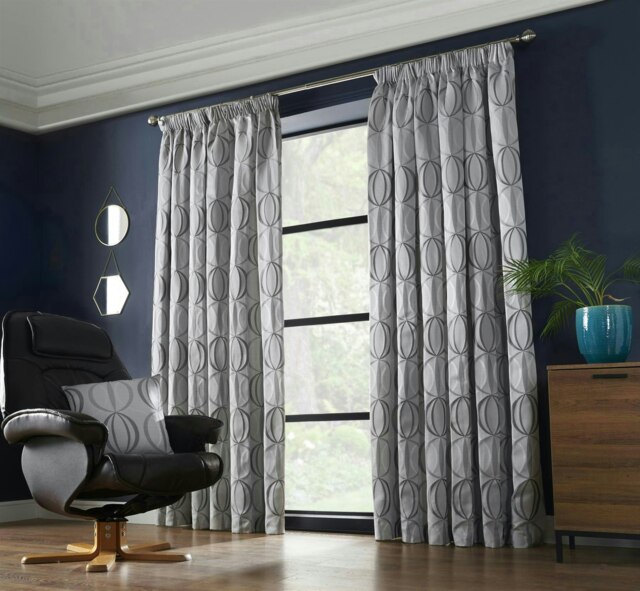 Omega Lined Pencil Pleat Curtains - Silver -229cm x 274cm by Tesco ...