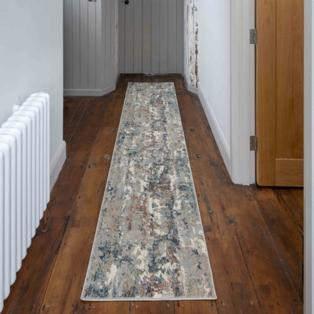 Kukoon Blue Grey Abstract Modern Hallway Runner Rug 60Cm X 240Cm by ...