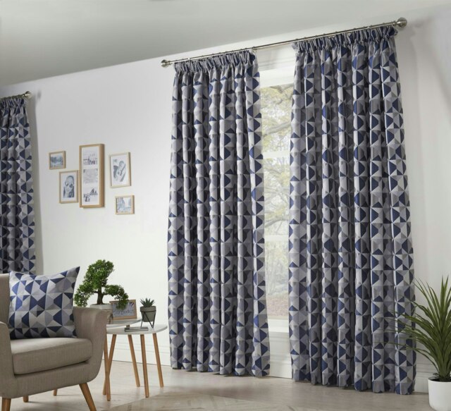 Skandi Pencil Pleat Curtains - Navy - 167 cm x 182 cm by Tesco ...