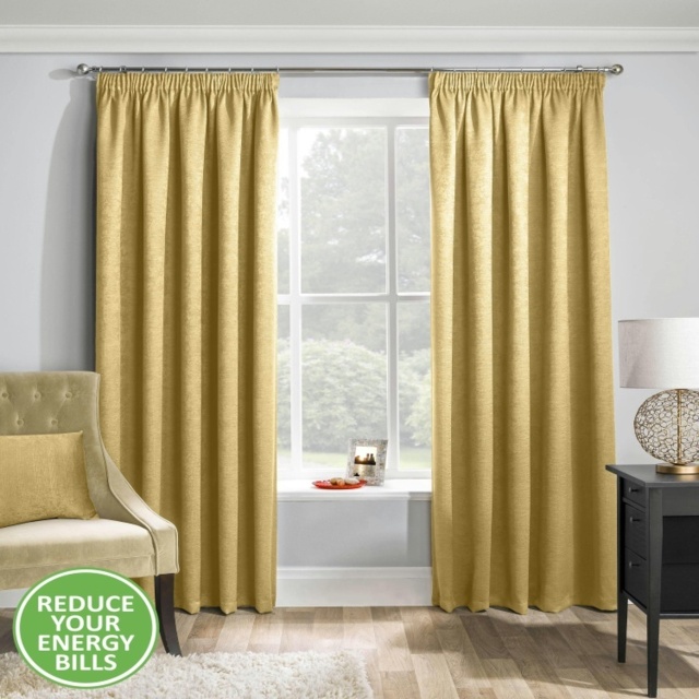 Matrix Ochre Curtains 46 X 90 Inch (117 X 229 Cm) Room Darkening Pencil ...