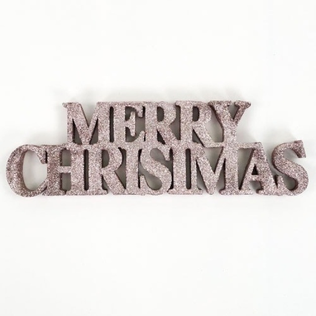 Rose Gold Merry Christmas Glitter Sign Decoration Table Centrepiece ...