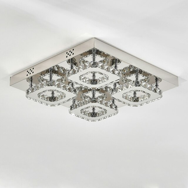 Living and Home Square Glamorous Crystal LED Ceiling Lighting by Tesco ...