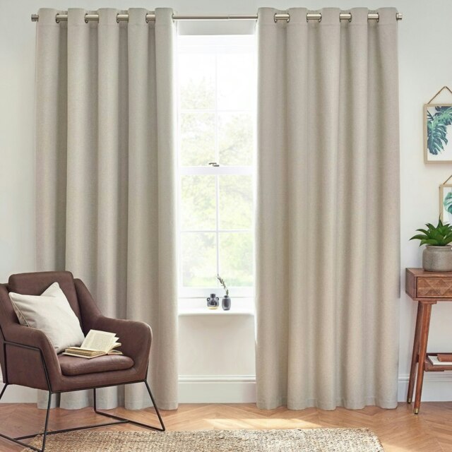 furn. Dawn Blackout Linen Eyelet Curtains (W)168cm x (W)229cm Multi by ...