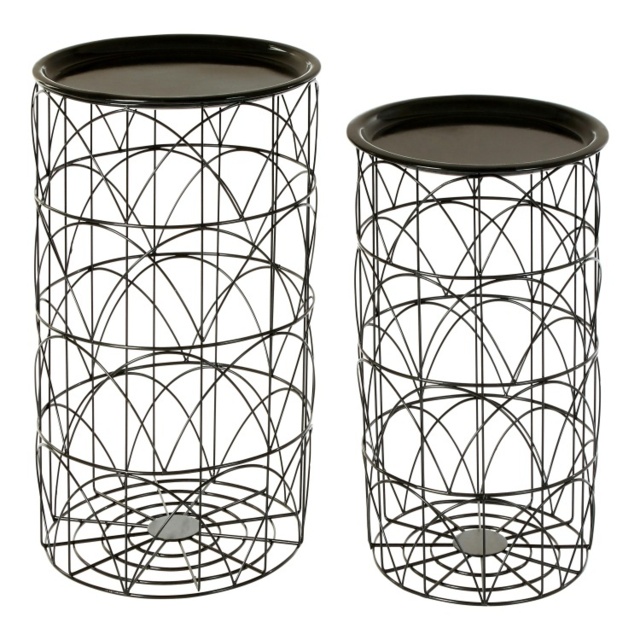 Interiors By Premier Set Of 2 Black Basket Side Tables, Nest Of Side ...