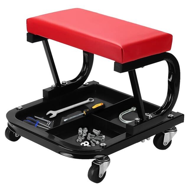Work Stool Rocker Mechanics Padded Creeper Seat Garage Work Stool with Swivel Wheels ...