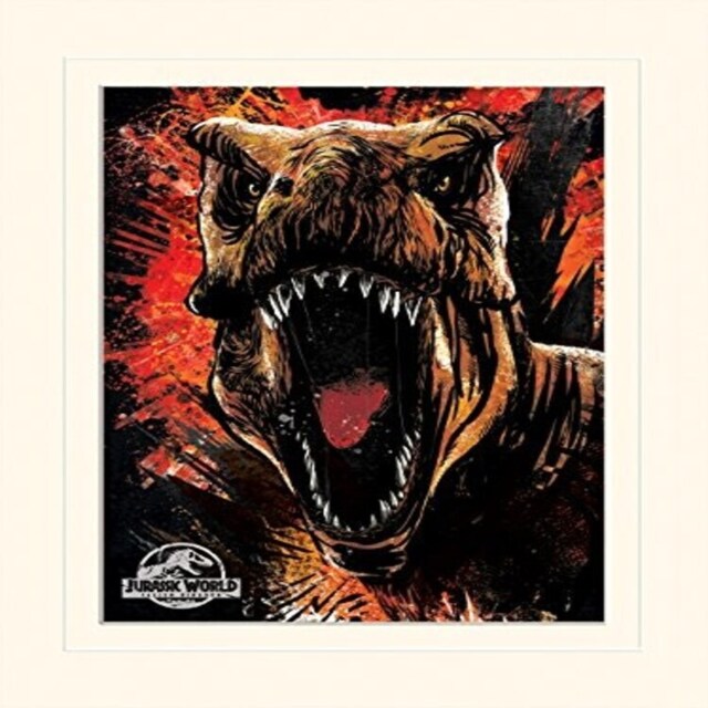 Jurassic World: Fallen Kingdom - Póster de película (T-Rex y erupción de volcanes) (tamaño: 24 x 36 pulgadas) (colgador de póster transparente Jurassic World: Fallen Kingdom - Póster de película (T-Rex y erupción de volcanes) (tamaño: 24 x 36 pulgadas) (colgador de póster transparente