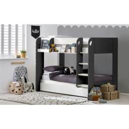 Ashfield Premium Charcoal & White Bunk Bed Including Pull Out Trundle ...