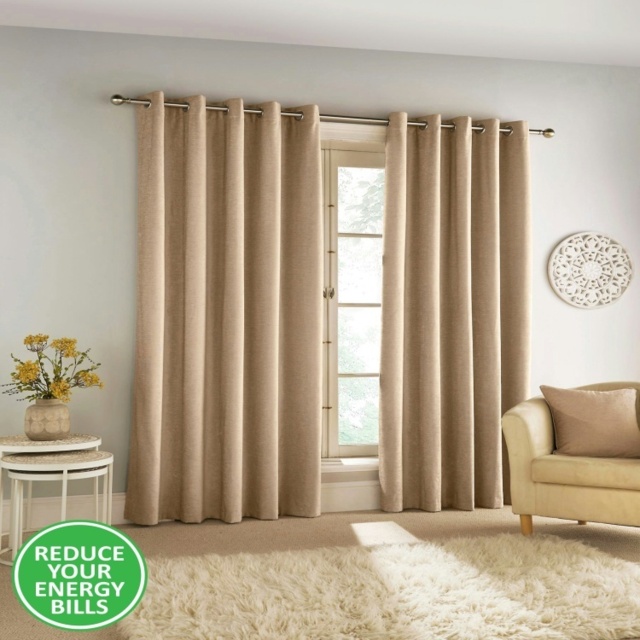 Savoy Sand Blackout Curtains 90 X 54 Inch (229 X 137 Cm) 100% Blackout ...
