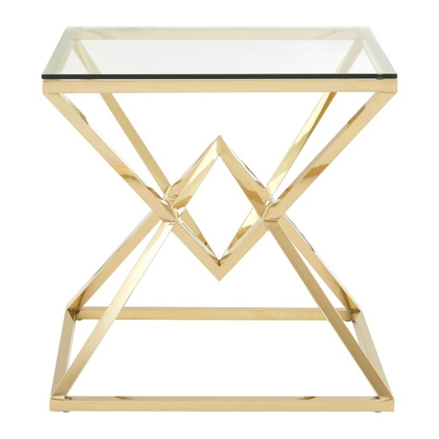 Statement Table Interiors By Premier Geometric Square Champagne End Table, Stunning ...
