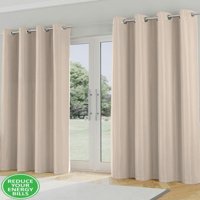 Supersoft Beige Curtains 90 X 90 Inch (229 X 229 Cm) Room Darkening ...