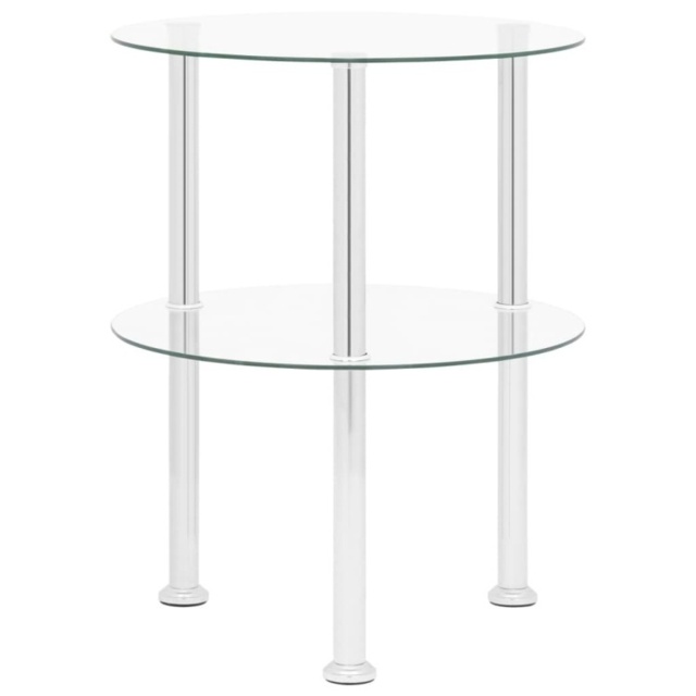 2-Tier Side Table Transparent 38 Cm Tempered Glass by Tesco ...