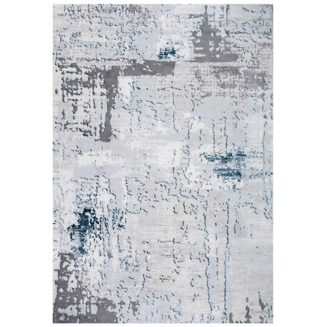 KUKOON Silver Blue Modern Distressed Abstract Area Rug 80cm x 150cm ...